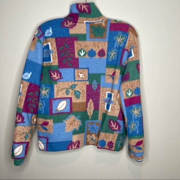 Vintage Teddi fleece leaf print jacket Sz Pet Xl - Picture 5 of 6